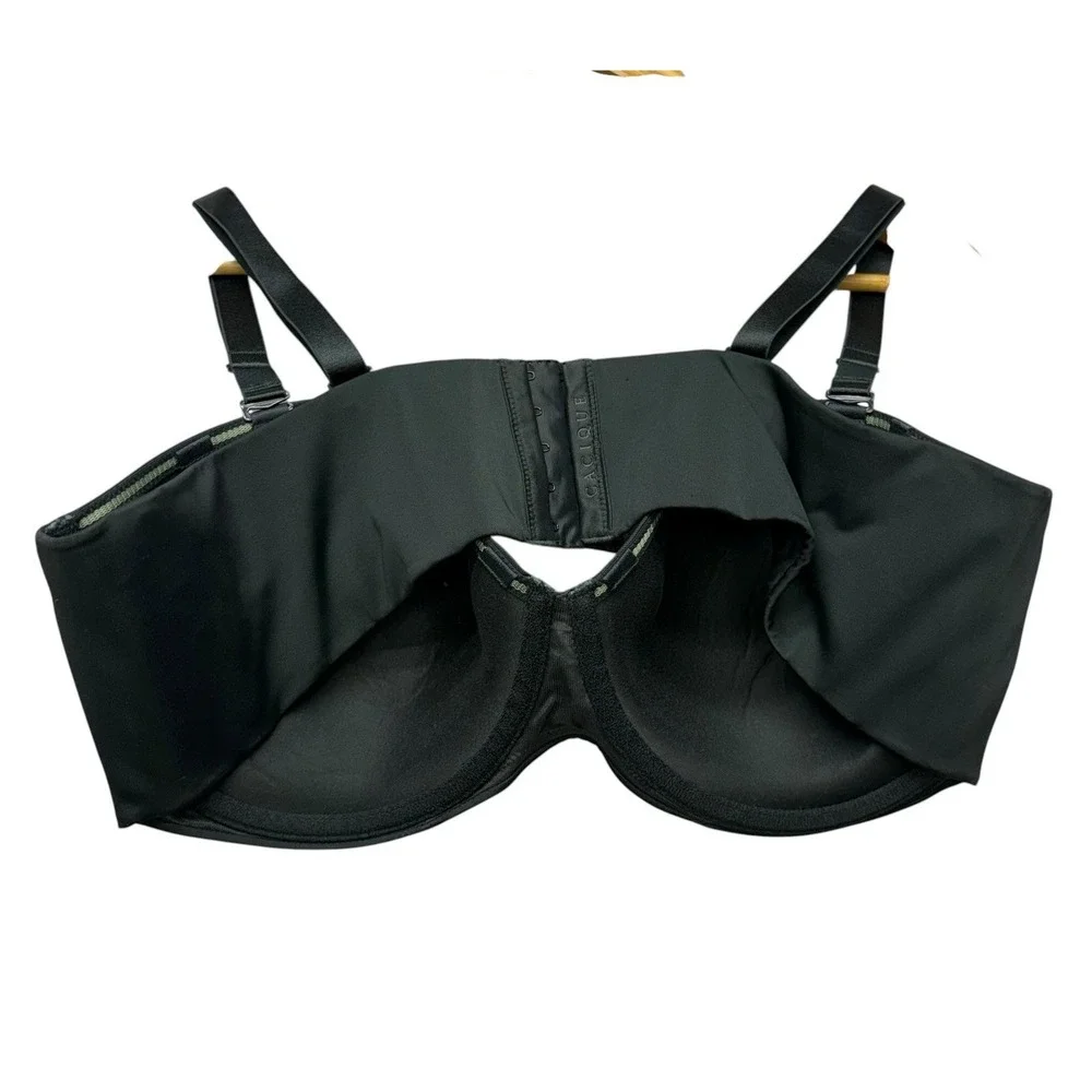 Cacique Womens Bra 44D Black Smooth Lightly Lined Strapless Multi Way Underwire